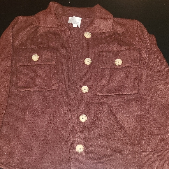 Pink Rose Sweaters - Pink Rose Women's Maroon Shirt Style Button Up Collared Cardigan Sweater Small